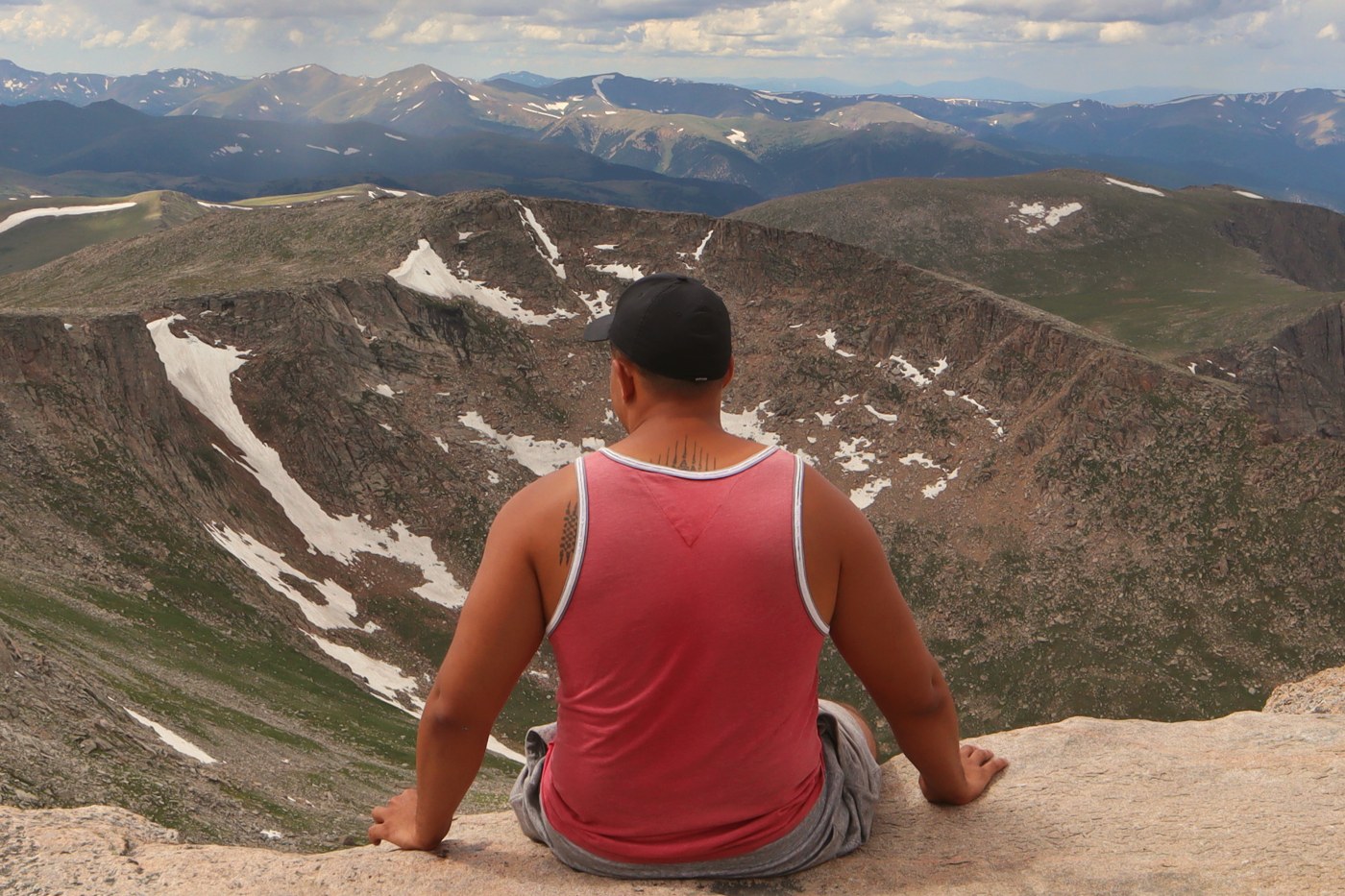 Danny looking out over a mountain range